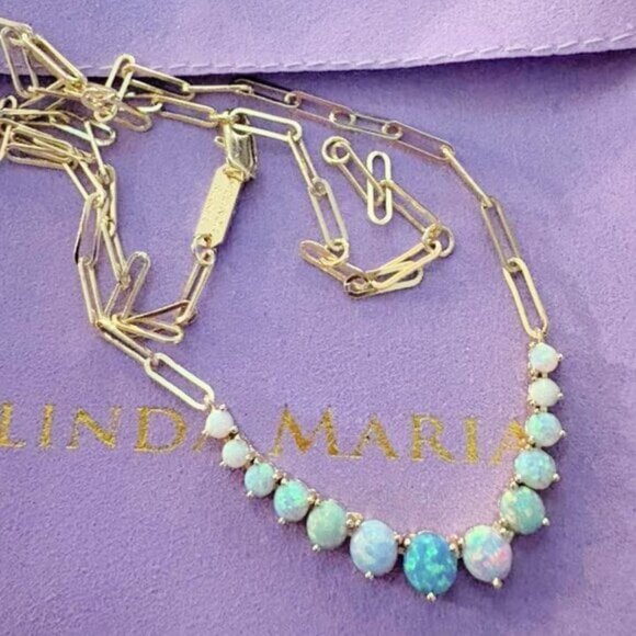Melinda Maria Not Your Basic Graduated Ombre Opal Samantha Tennis Necklace - Picture 4 of 4